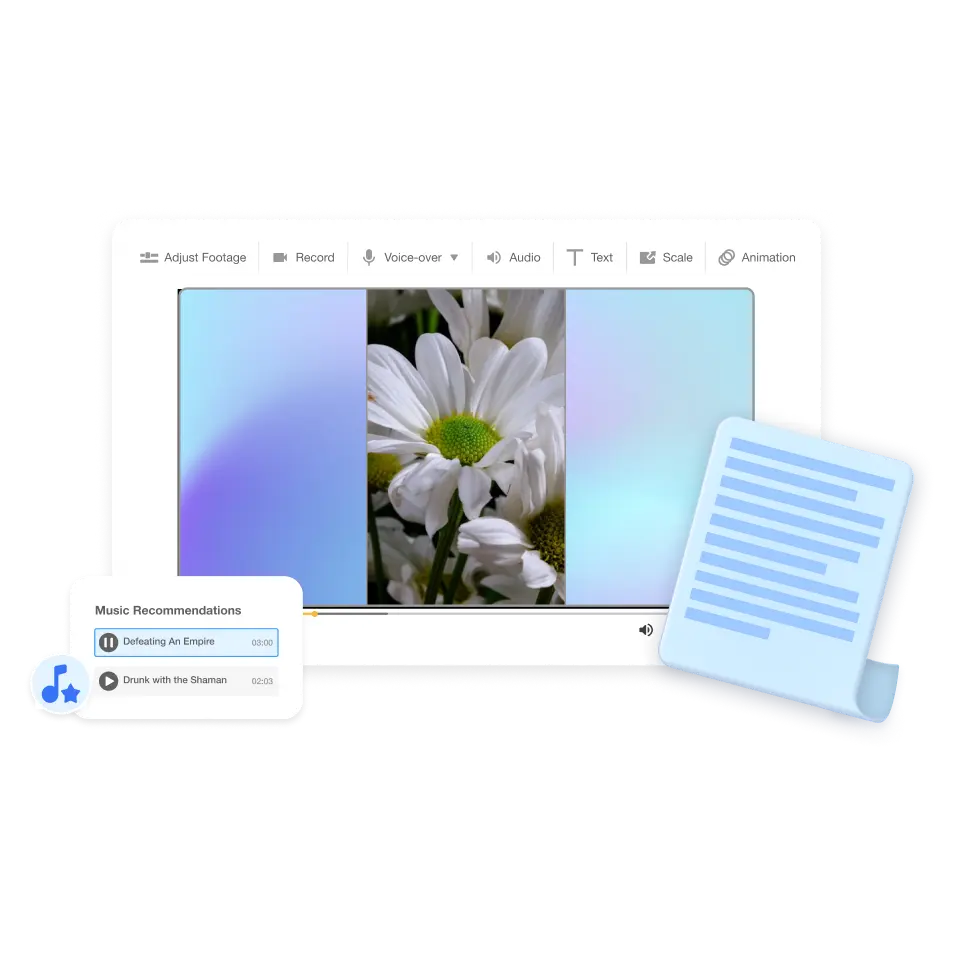 Visla AI short video creator assembling short video automatically with scenes and voiceover.